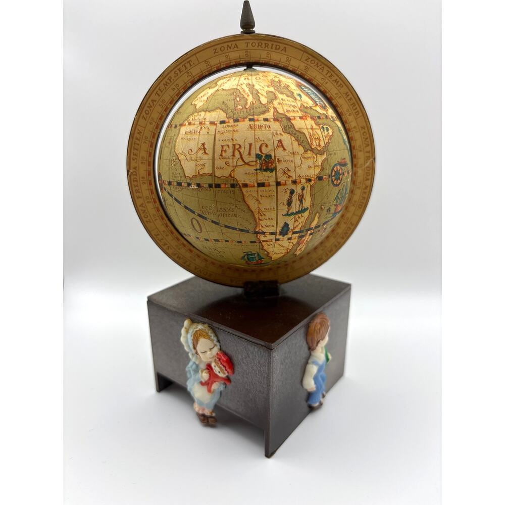 Spinning World Globe Music Box Hong Kong George-Good Corp Vintage 1970s